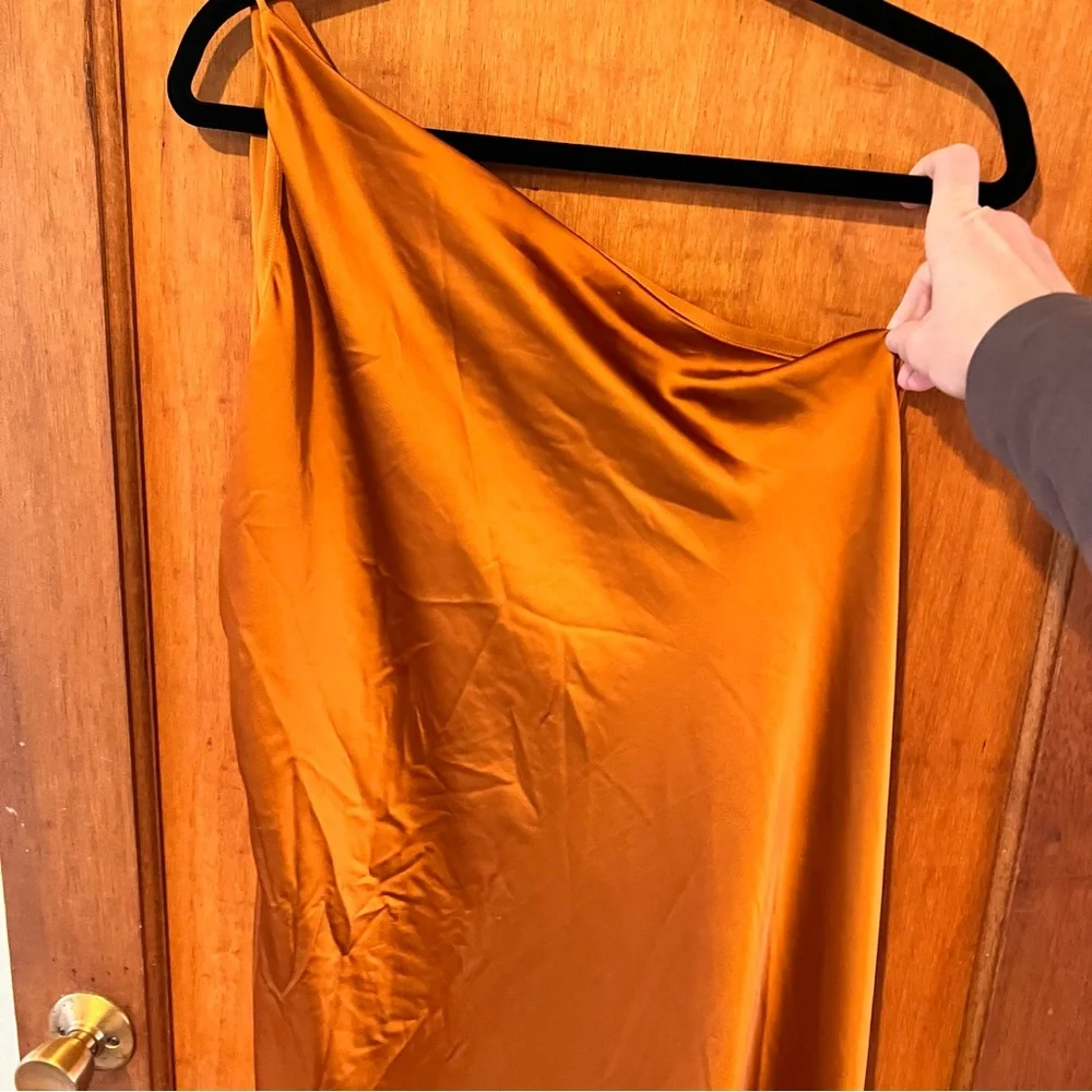 Sz 16 Obando‎ collective copper orange one shoulder sleeveless maxi gown RTR xl - Picture 7 of 14
